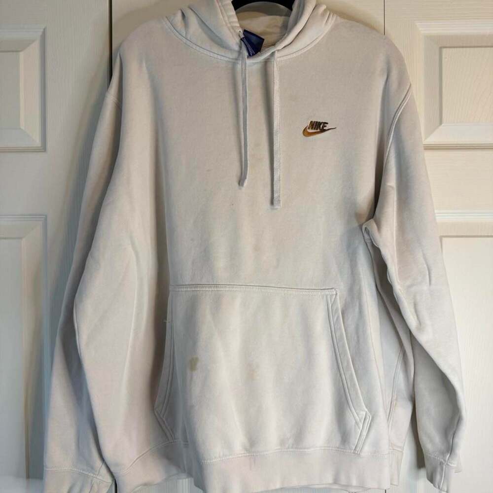 Nike Vintage Embroidered Gold Swoosh Hoodie Off White XXL